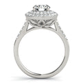 14K White Gold Round Brilliant Diamond Double Halo Engagement Ring With Pave Accents (1.75ctw)