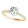 14K Yellow Gold Round Brilliant Diamond Beaded Engagement Ring With Pave Accents (1.33ctw)