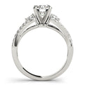 14K White Gold Round Brilliant Diamond Three Stone Twist Engagement Ring With Beaded Channel Set Accents (1.38ctw)