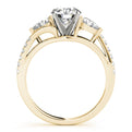 14K Yellow Gold Round Brilliant Diamond Pear Three Stone Engagement Ring With Pave Accents (1.75ctw)