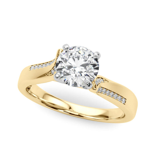 14K Yellow Gold Round Brilliant Diamond Bypass Engagement Ring With Channel Set Accents (1.13ctw)