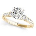 14K Yellow Gold Round Brilliant Diamond Three Stone Engagement Ring With Pave Accents (1.38ctw)