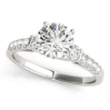 14K White Gold Round Brilliant Diamond Three Stone Engagement Ring With Pave Accents (1.38ctw)