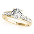 14K Yellow Gold Round Brilliant Diamond High Shoulder Engagement Ring With Pave Accents (1.50ctw)