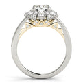 14K White Gold Round Brilliant Diamond Floral Halo Two Tone Engagement Ring With Beaded Channel Accents (2ctw)