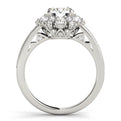 14K White Gold Round Brilliant Diamond Floral Halo Engagement Ring With Beaded Channel Accents (2ctw)