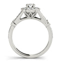 14K White Gold Round Brilliant Diamond Floral Halo Split Shank Engagement Ring With Channel Accents (1.50ctw)