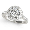 14K White Gold Round Brilliant Diamond Floral Halo Engagement Ring With Pave Accents (1.88ctw)