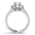 14K White Gold Round Brilliant Diamond Floral Halo Engagement Ring With Pave Accents (1.88ctw)