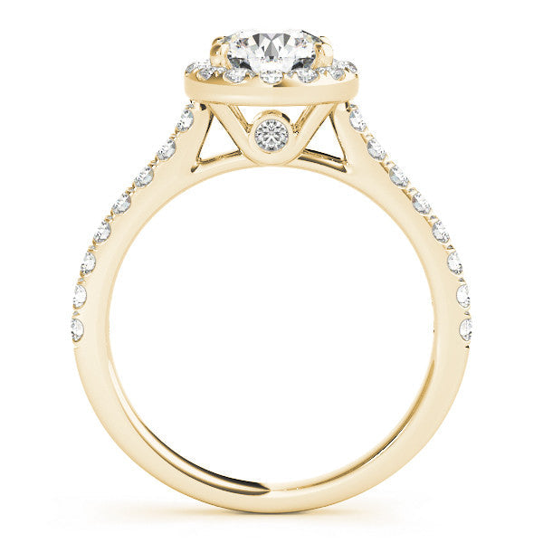 14K Yellow Gold Round Brilliant Diamond Halo Engagement Ring With Pave And Peekaboo Diamond Accents (1.34ctw) 