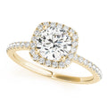 14K Yellow Gold Round Brilliant Diamond Cushion Halo Engagement Ring With Pave Diamond Shank (1.25ctw) 