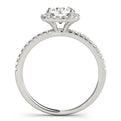 14K White Gold Round Brilliant Diamond Cushion Halo Engagement Ring With Pave Diamond Shank (1.25ctw) 