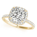 14K Yellow Gold Round Brilliant Diamond Halo Pave Accented Engagement Ring (1.34ctw) 