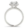 14K White Gold Round Brilliant Diamond Halo Pave Accented Engagement Ring (1.34ctw)