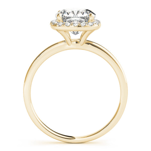 14K Yellow Gold Round Brilliant Diamond In Cushion Halo Engagement Ring (1.10ctw) 