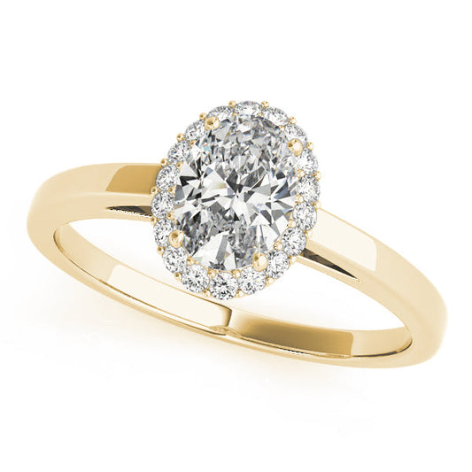 14K Yellow Gold Oval Brilliant Diamond Halo Engagement Ring (1.15ctw)