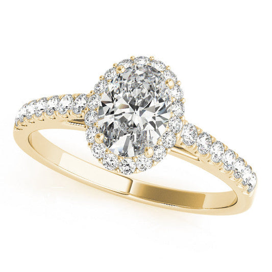 14K Yellow Gold Lab-Grown Oval Diamond Halo Engagement Ring - Options Available