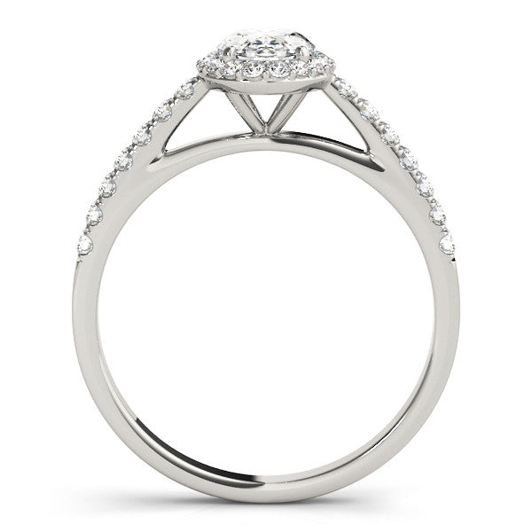 14K White Gold Oval Brilliant Diamond Cathedral Halo With Pave Accents (1.25ctw) 