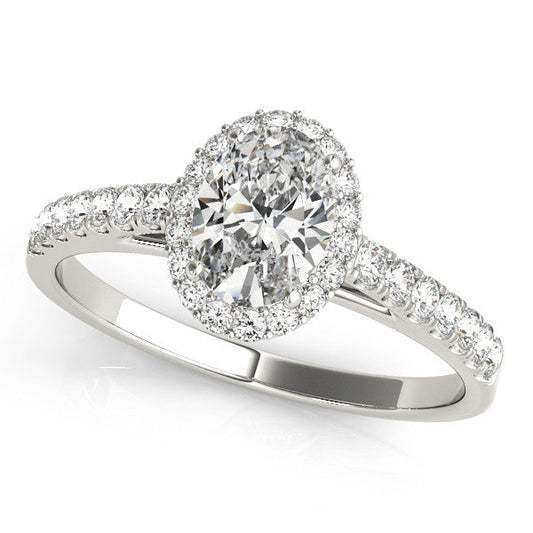 14K White Gold Lab-Grown Oval Diamond Halo Engagement Ring - Options Available