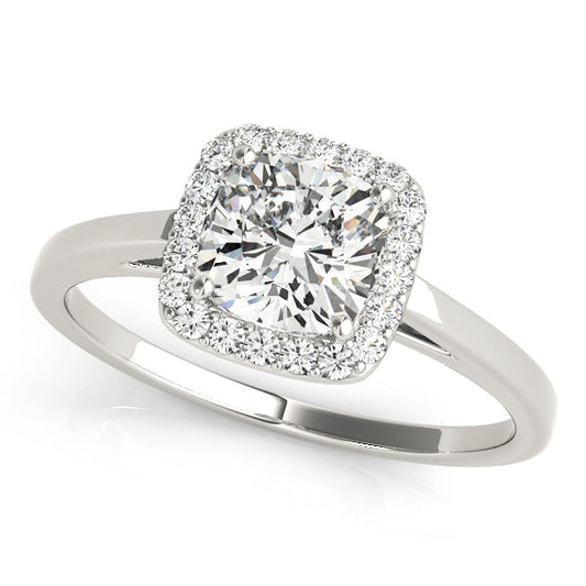14K Yellow Gold Round Brilliant Diamond With Cushion Halo Engagement Ring (1.15ctw)