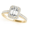 14K Yellow Gold Emerald Cut Diamond Halo Engagement Ring With Pave Accent Diamonds (1.36ctw) 