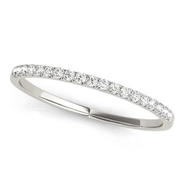 14K White Gold Round Diamond Petite Pave Wedding Ring (.12ctw) 