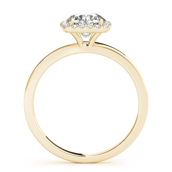 14K Yellow Gold Round Brilliant Diamond In Cushion Halo Engagement Ring (1.12ctw) 