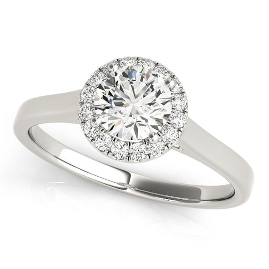 14K White Gold Round Brilliant Diamond Halo Engagement Ring (2ctw)