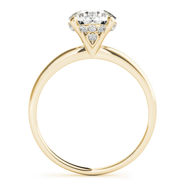 14K Yellow Gold Round Brilliant Hidden Halo With Peek-a-boo Diamonds Engagement RIng (1.10ctw) 