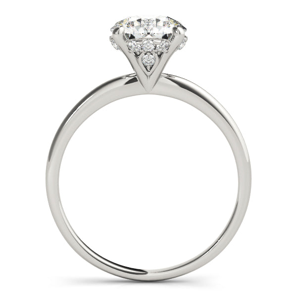 14K White Gold Round Brilliant Hidden Halo With Peek-a-boo Diamonds Engagement RIng (1.10ctw) 