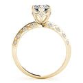 14K Yellow Gold Round Brilliant Diamond Engagement Ring With Diamond Scalloped Accents (1.10ctw) 