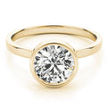 14K Yellow Gold Round Brilliant Diamond Bezel Set Solitaire Engagement Ring (1ctw)