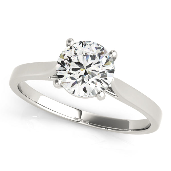 14K White Gold Round Brilliant Diamond Cathedral Solitaire Engagement Ring (1ct) 