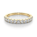 14K Yellow Gold Round Brilliant Diamond Shared Prong Scalloped Wedding Ring (.10ctw) 