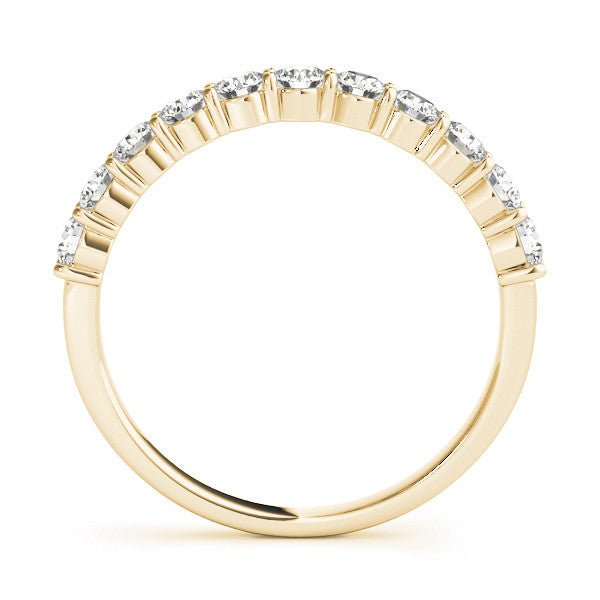 14K Yellow Gold Round Brilliant Diamond Shared Prong Scalloped Wedding Ring (.10ctw) 