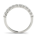 14K White Gold Round Brilliant Diamond Shared Prong Scalloped Wedding Ring (.10ctw) 