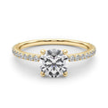 14K Yellow Gold Round Brilliant Diamond Engagement Ring With Pave Accent Diamonds (1.25ctw) 