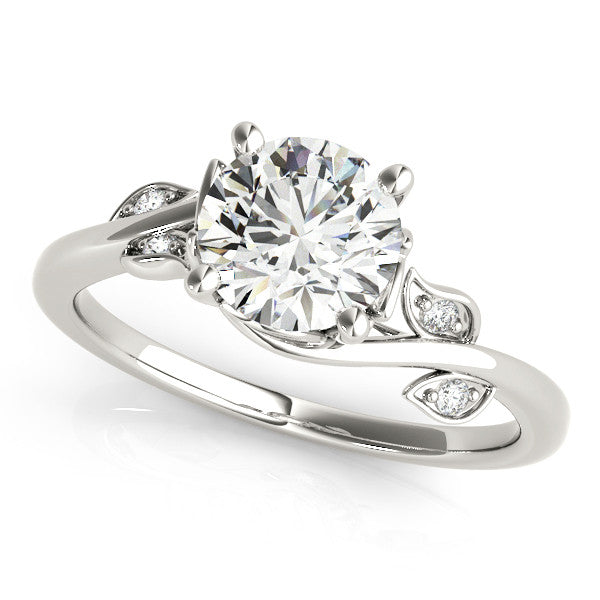 14K White Gold Lab-Grown Round Brilliant Diamond Vine Inspired Engagement Ring - Options Available