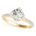 14K Yellow Gold Round Brilliant Diamond Kite Set Pave Accented Engagement Ring (1.15ctw) 