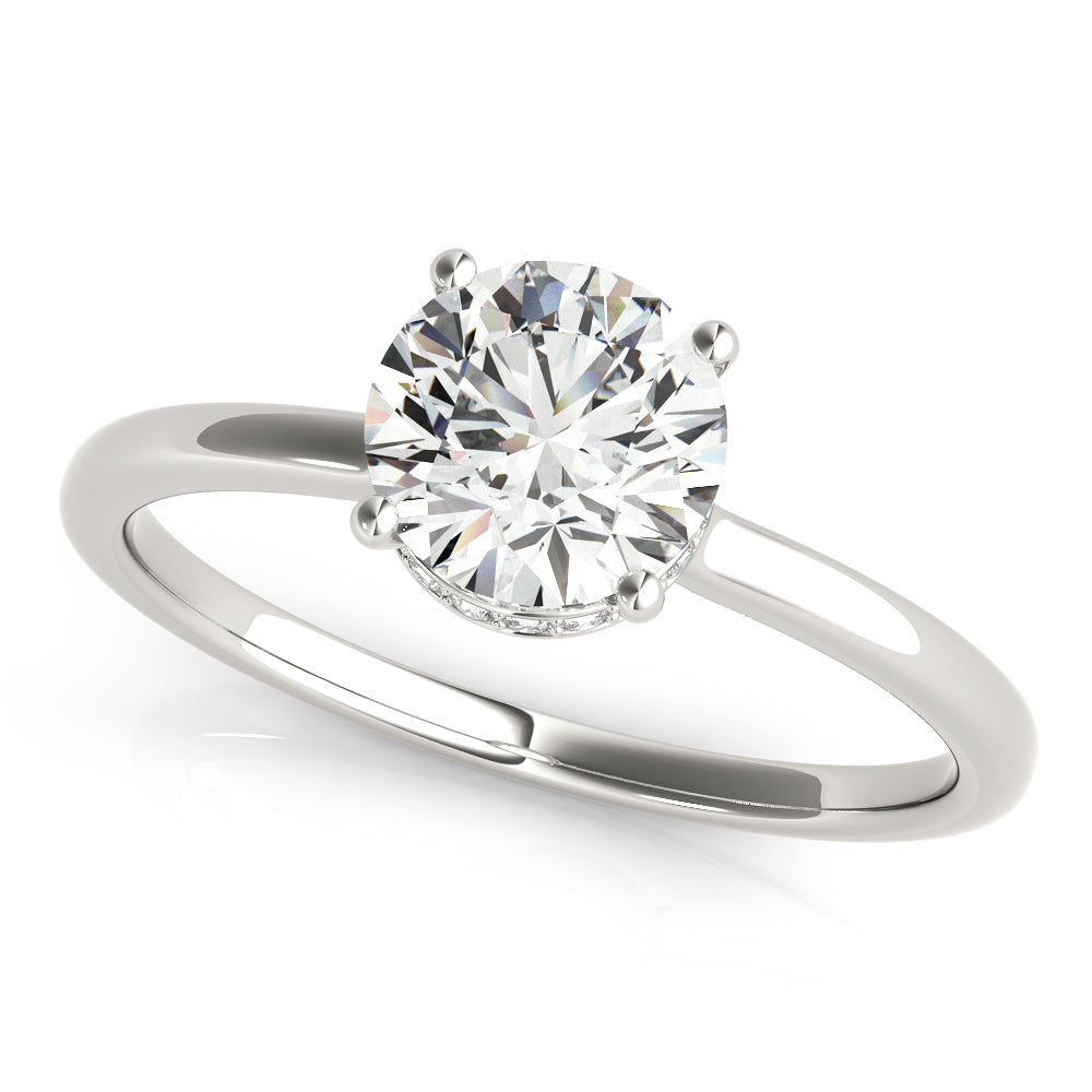 14K White Gold Round Brilliant Hidden Halo Open Gallery Diamond Engagement Ring (1.10ctw) 