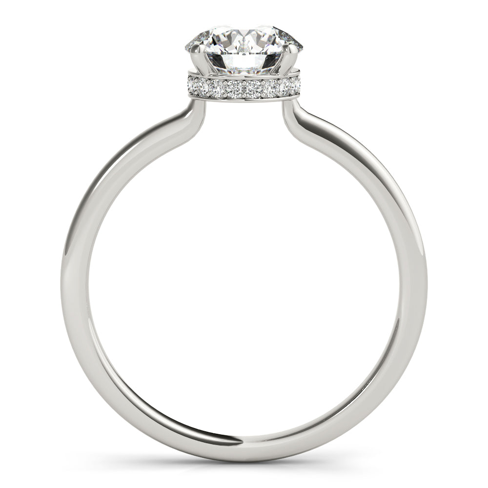 14K White Gold Round Brilliant Hidden Halo Open Gallery Diamond Engagement Ring (1.10ctw) 