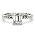 14K White Gold Emerald Cut Diamond Twisted Shank Solitaire Engagement Ring (1ct)