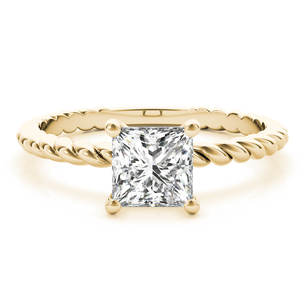 14K Yellow Gold Princess Cut Diamond Twisted Shank Solitaire Engagement Ring (1ct)