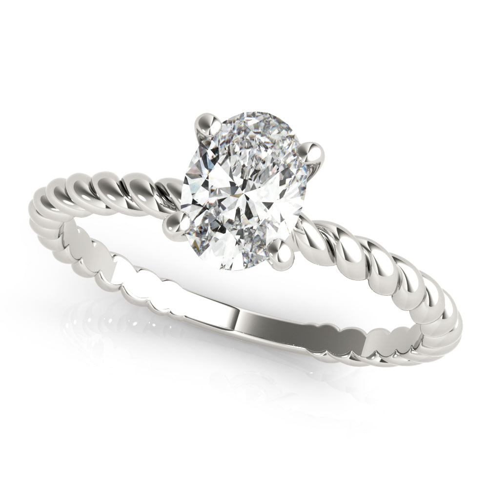 14K White Gold Oval Diamond Twisted Shank Solitaire Engagement Ring (1ct) 