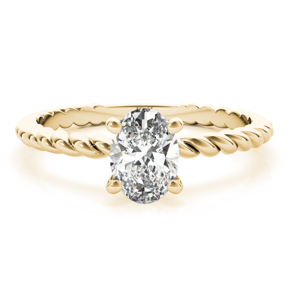 14K Yellow Gold Oval Diamond Twisted Shank Solitaire Engagement Ring (1ct) 