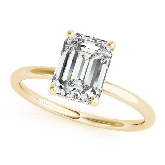 14K Yellow Gold Emerald Cut Diamond Hidden Halo Engagement Ring (1.05ctw) 