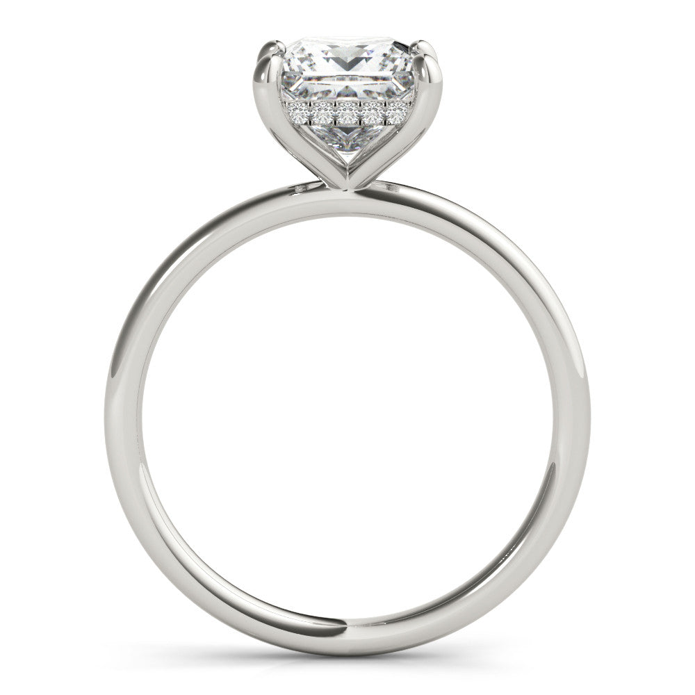 14K White Gold Lab-Grown Princess Cut Diamond Solitaire With Hidden Halo - Options Available