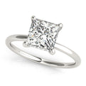 14K White Gold Lab-Grown Princess Cut Diamond Solitaire With Hidden Halo - Options Available