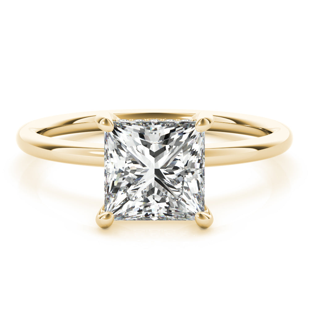 14K Yellow Gold Princess Cut Hidden Halo Engagement Ring (1.05ctw)