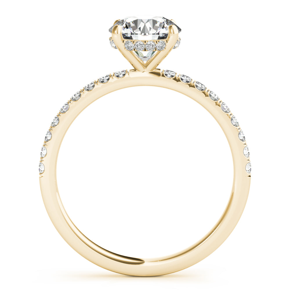 14K Yellow Gold Round Brilliant Diamond Hidden Halo Engagement Ring With Pave Shank (1.25ctw) 